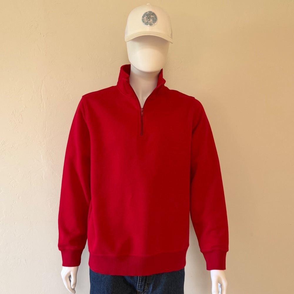 TailorByrd Mens Large‎ Red Quarter Zip Pullover Sweatshirt Mock Neck